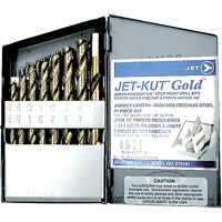 Jeu de forets de premi&egrave;re qualit&eacute; GF21R Jet-Kut GOLD, 21 morceaux, Acier Rock Safety Industrial Ltd