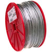 Wire Cable, 500' (152.4 m) x 3/32", 184 lbs. (0.092 tons), Galvanized Rock Safety Industrial Ltd