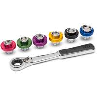 6 Point Magnetic Oil Drain Plug Metric Socket Set, 7 Pieces, 3/8" Drive Size Rock Safety Industrial Ltd