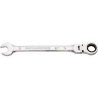 90-Tooth Flex Head Ratcheting Combination Wrench, 12 Point, 15 mm, Chrome Finish Rock Safety Industrial Ltd