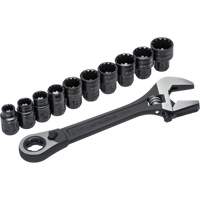 Ensemble de cannelure & cl&eacute; ajustable Pass-Thru X6 11 mcx, 13" lo, la max. 2-27/50", Phosphate noir Rock Safety Industrial Ltd