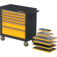 MEGAMOD Metric Mechanics Tool Set in Modular Foam Trays with Rolling Cabinet, 358 Pieces Rock Safety Industrial Ltd
