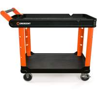 RAILWORKS 2-Shelf Industrial Utility Cart with 5" Hard Casters, 47" L x 24-1/2" W x 34" H, Black/Orange Rock Safety Industrial Ltd