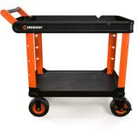 Chariot utilitaire industriel &agrave; 2 tablettes RAILWORKS avec roulettes de 8", 47" lo x 24-1/2" la x 37-4/5" h, Noir/Orange Rock Safety Industrial Ltd