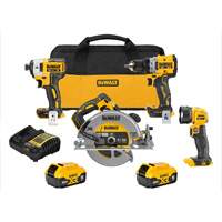 XR&reg; Brushless Cordless 4-Tool Combo Kit, Lithium-Ion, 20 V Rock Safety Industrial Ltd