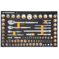 1/4", 3/8" & 1/2" 90-Tooth SAE/Metric Mechanics Tool Set with Foam Storage Tray Rock Safety Industrial Ltd