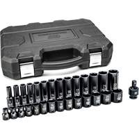 Jeu de douilles m&eacute;triques &agrave; 6 pans, 29 Mcx, Chocs, Prise de 3/8", Profond Rock Safety Industrial Ltd