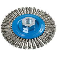 Stringer Bead Knotted Wire Brush, 4-1/2" Dia., 0.02" Fill, 5/8"-11 Arbor, Aluminum/Stainless Steel Rock Safety Industrial Ltd