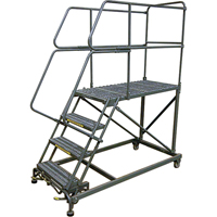 Mobile Work Platforms, Steel, 4 Steps, 40" H, 36" D, 24" Step, Serrated Rock Safety Industrial Ltd