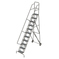 Steel Rolling Ladder, 11 Steps, 16" Step Width, 110" Platform Height, Steel Rock Safety Industrial Ltd