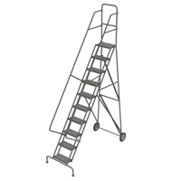 Rolling Ladder, 10 Steps, Serrated, 106" High Rock Safety Industrial Ltd
