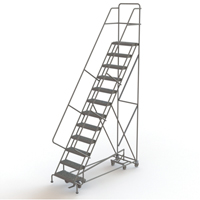 All Directional Rolling Ladder, 12 Steps, 24" Step Width, 120" Platform Height, Steel Rock Safety Industrial Ltd