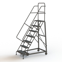 Heavy Duty Rolling Ladder, 7 Steps, 24" Step Width, 70" Platform Height, Steel Rock Safety Industrial Ltd