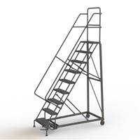 Heavy Duty Rolling Ladder, 9 Steps, 24" Step Width, 90" Platform Height, Steel Rock Safety Industrial Ltd