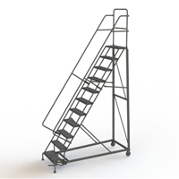 Heavy Duty Rolling Ladder, 11 Steps, 24" Step Width, 110" Platform Height, Steel Rock Safety Industrial Ltd