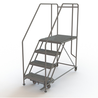 Mobile Work Platform, Steel, 4 Steps, 40" H, 35" D, 24" Step, Serrated Rock Safety Industrial Ltd