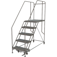 Mobile Work Platform, Steel, 5 Steps, 50" H, 35" D, 24" Step, Serrated Rock Safety Industrial Ltd