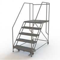 Plateforme de travail mobile, Acier, 5 Marches, 50" ha, 36" p, 36" Marche, Stri&eacute; Rock Safety Industrial Ltd