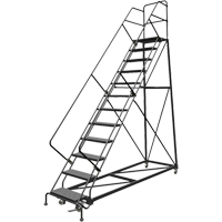 Safety Slope Rolling Ladder, 12 Steps, Perforated, 50° Incline, 120" High Rock Safety Industrial Ltd