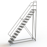 Safety Slope Rolling Ladder, 14 Steps, Serrated, 50° Incline, 140" High Rock Safety Industrial Ltd
