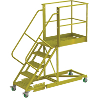 Cantilever Rolling Ladder, Supported, 5 Steps, 40" Platform Depth, 50" Platform Height Rock Safety Industrial Ltd