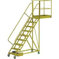 Cantilever Rolling Ladder, Unsupported, 9 Steps, 40" Platform Depth, 90" Platform Height Rock Safety Industrial Ltd