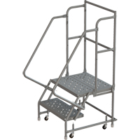 Deep Top Step Rolling Ladder, 2 Steps, 16" Step Width, 20" Platform Height, Steel Rock Safety Industrial Ltd