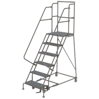 Deep Top Step Rolling Ladder, 7 Steps, 16" Step Width, 70" Platform Height, Steel Rock Safety Industrial Ltd
