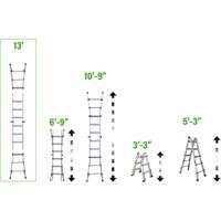 &eacute;chelle t&eacute;lescopique multipositions, 2,916' - 9,75', Aluminium, 300 lb, CSA calibre 1A Rock Safety Industrial Ltd