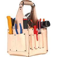Porte-outils pour &eacute;lectricien et travaux d'entretien, Cuir, 17 pochettes, Beige Rock Safety Industrial Ltd