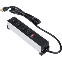 Indoor Brushed Aluminum Power Bar, 4 Outlet(s), 6' Rock Safety Industrial Ltd