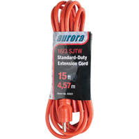 Extension Cord, Indoor/Outdoor, SJTW, 16/3 AWG, 13 A, 15' Rock Safety Industrial Ltd