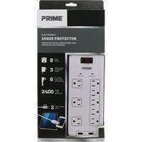 USB Charging Surge Protectors, 8 Outlets, 2400 J, 1875 W, 6' Cord Rock Safety Industrial Ltd