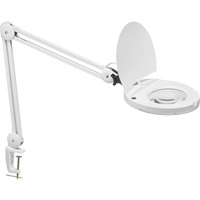 Lampe loupe DEL avec support en A, Dioptrie 3, Ampoule DEL, Bras de 47", Pinces serre-joints, Blanc Rock Safety Industrial Ltd