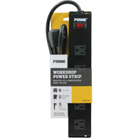 Metal Workshop Power Strip, 6 Outlet(s), 3', 15 A, 1875 W, 125 V Rock Safety Industrial Ltd